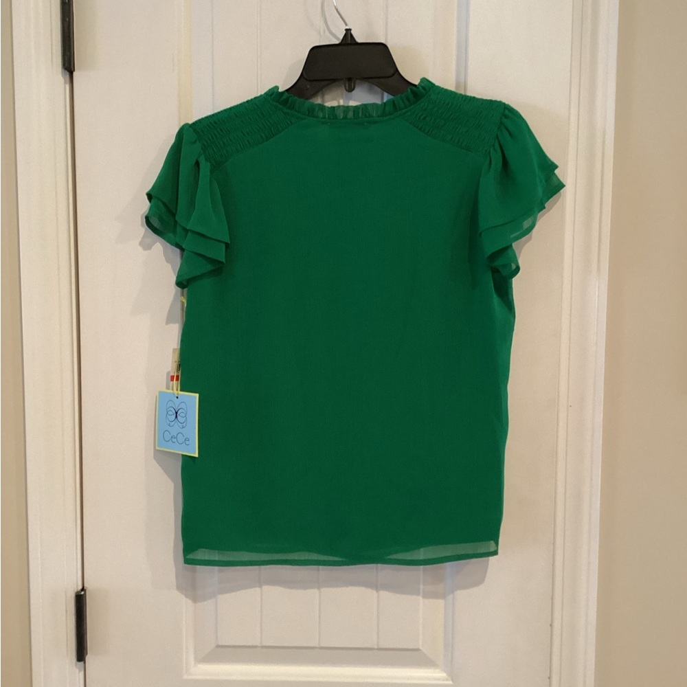 CeCe Green Ruffle Sleeve Top - Picture 3 of 7